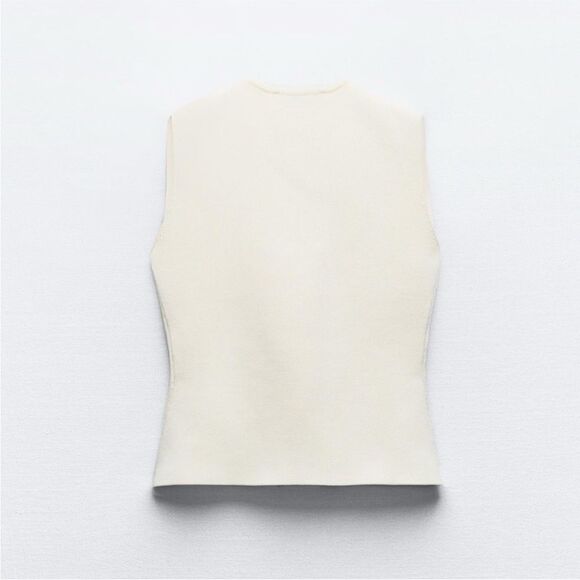 Zara gold button knit vest NWOT - Picture 3 of 5